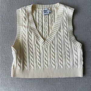 Princess Polly Ivory Cable-Knit V-Neck Sweater Vest